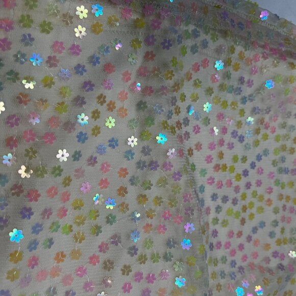 American Threads Sequin Slip Dress Iridescent White Flower Sequin Medium - Picture 8 of 12